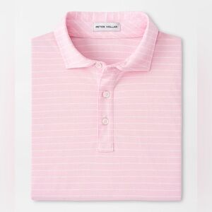 Peter Millar Palmer Pink Harp Stripe Cotton Short Sleeve Polo MS24K52 Golf